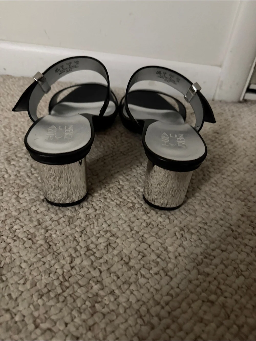 Naturalizer Women's Black Slide Sandals with Silver Insole